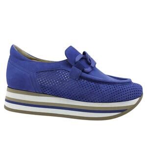 New Womens 9 Platform Bess Sneaker Navy Blue Loafer Prep Academic Retro Y2K 90s